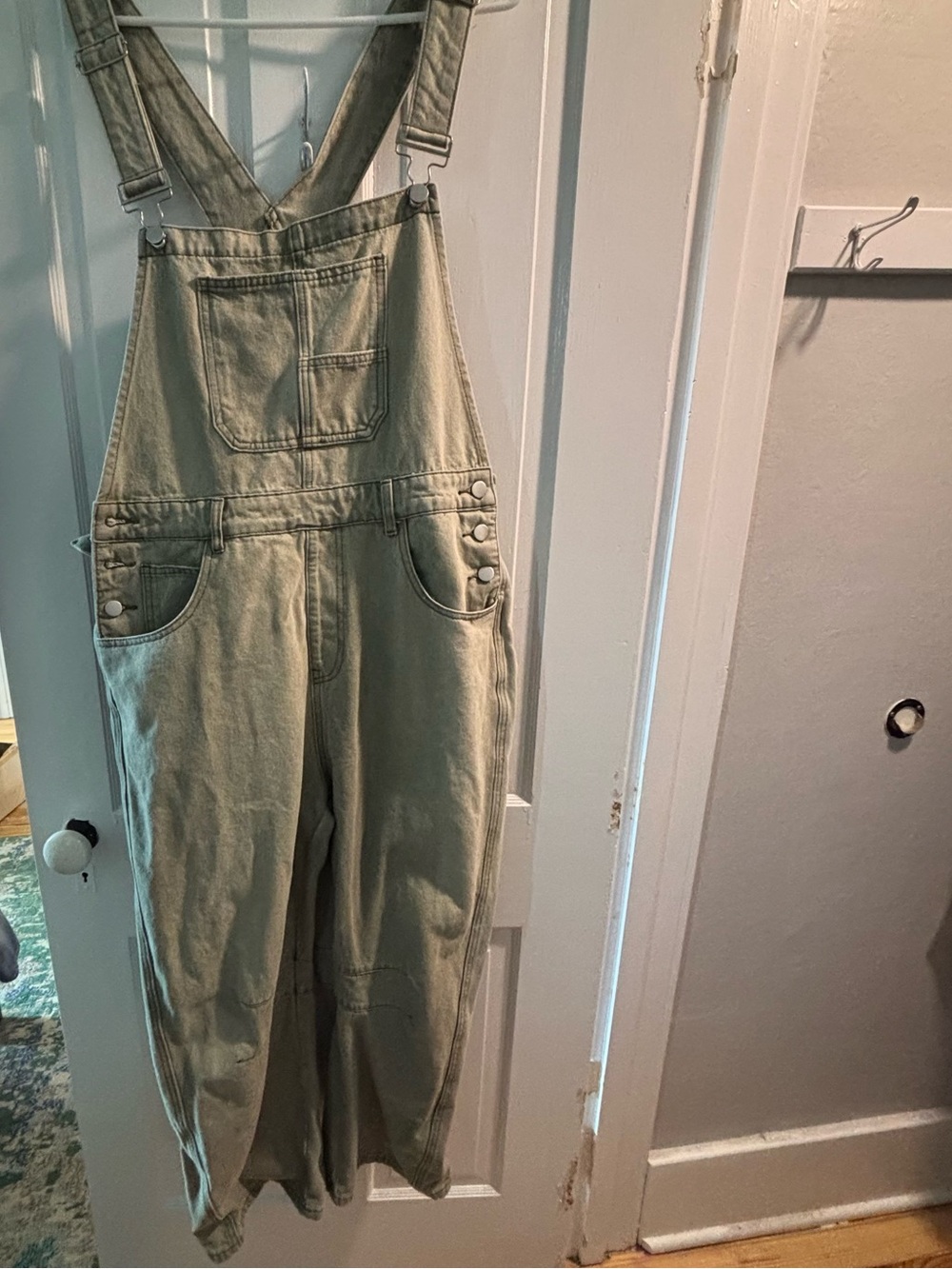 Women's Olive Green Denim Overalls - Casual Relaxed Fit